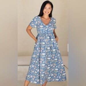 Karma East Promenade Dress Poppy 100% Cotton Size Small
